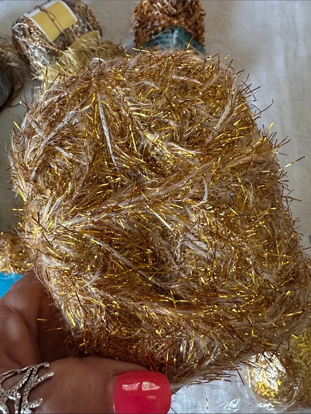 Yarn Bundle Gold Decorative Eyelash Party Yarn Multipack